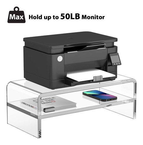 Soporte Acrílico Para Monitor, 2 Niveles, Transparente, Sopo