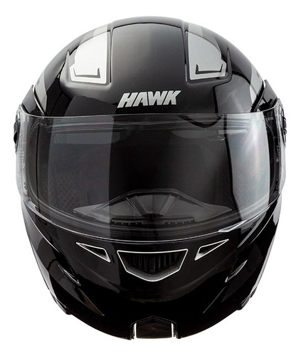Casco Moto Hawk Rs5 Vector Resistance Rebatible Doble Visor Color Negro Brillante Tamaño Del Casco S