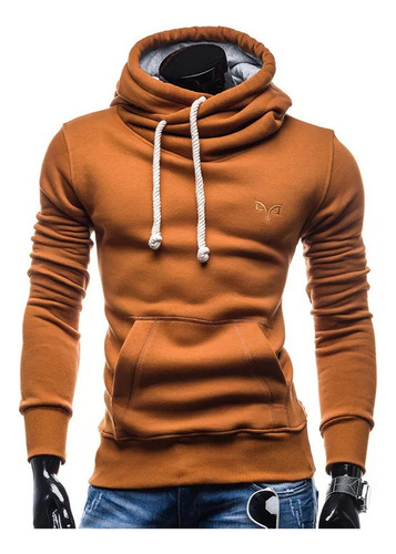 Sudadera Hoddie Moda Cuello Alto Cruzado Capucha Afelpada