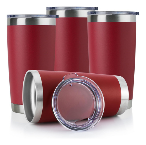 Vaso Termico Acero Inoxidable C/ Tapa Dupla Pared-rojo/4und