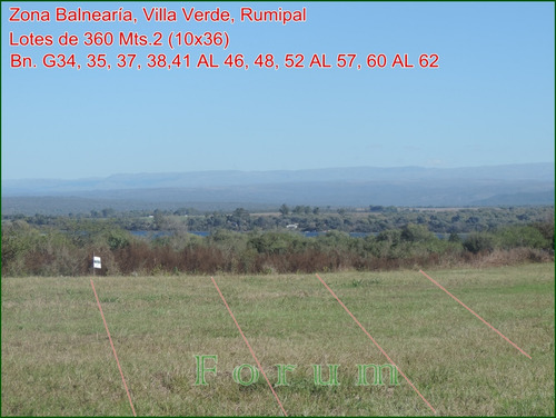 En Venta Lotes Rumipal, Villa Verde, Zona Balnearia