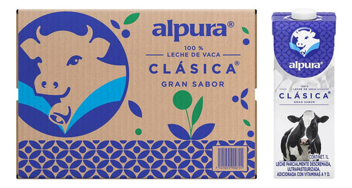 Pack x12 Cajas De Leche Alpura Clásica Envases De 1 Litro C/u
