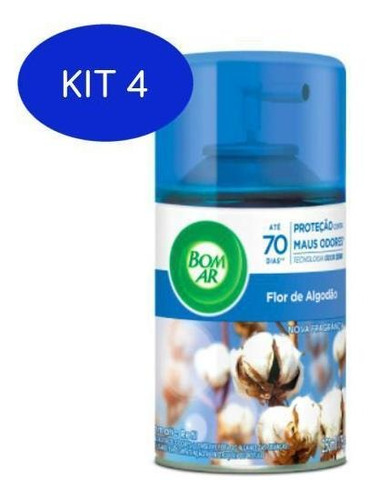 Kit 4 Bom Ar Purif Ar Freshmatic Refil 250ml Algodão