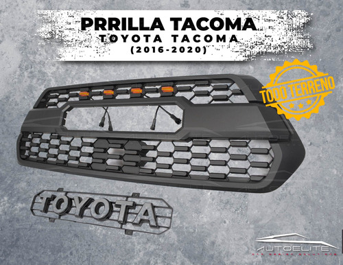 Imagen 2 de 9 de Parrilla Toyota Tacoma 2016 2017 Con Luz Led Emblema Plata