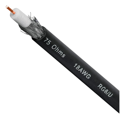 Rollo De Cable Coaxial Rg-6 (300 M) Negro 100% Cobre