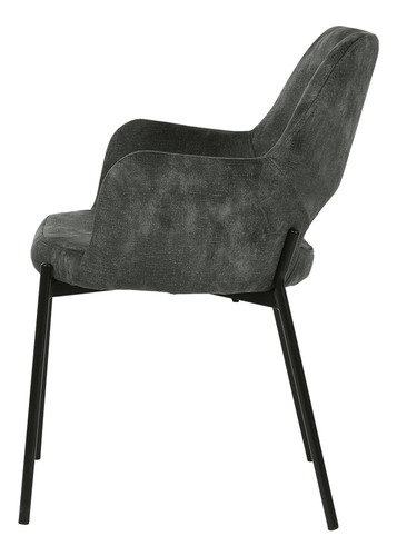 Set De 2 Sillas De Comedor 3038 Shcola Estructura de la silla Negro Asiento Gris oscuro Diseño de la tela Liso