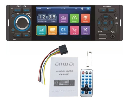 Auto Radio Aiwa Táctil 4 Pulgadas 1 Din Bluetooth Mirrorlink