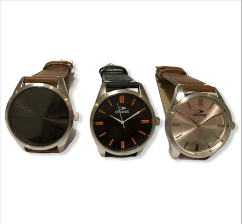 Reloj Stone Hombre Malla De Cuero St1060 Garantía Oficial