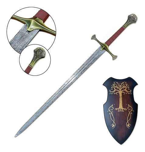 Espada Medieval Decorativa Com Suporte De Parede 177cm