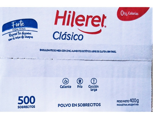 Edulcorante Hileret Clasico Caja De 500 Sobres 400 Grs Total