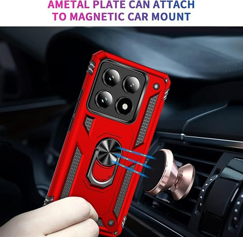 Funda Reforzada Con Anillo Para Modelos De Xiaomi Rojo Redmi 13c 4g Y 5g / Poco C65
