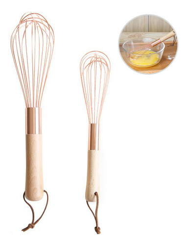 Batidor De Huevos, Mango De Madera, Acero Inoxidable