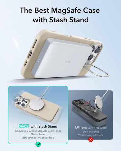 Funda De Silicona Esr Con Soporte Para iPhone 16 Pro Max Light