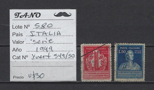 Lote580 Italia Serie Año 1949 Yvert# 549-550