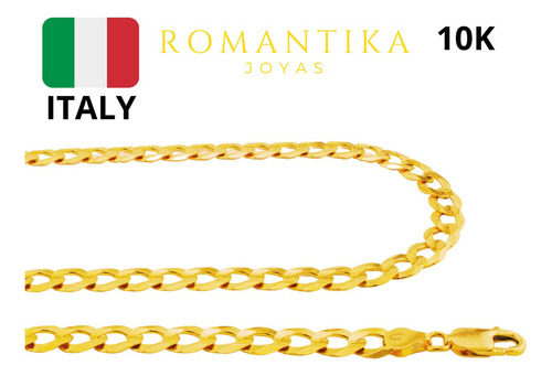 Cadena Barbada Cubana Cuban Oro 10k Kilates 65cm 8mm Italy Color Dorado