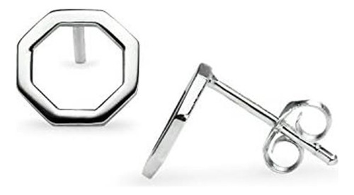 Aretes Huecos De Octágono Abierto De Plata Esterlina, Juego