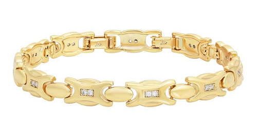 Brazalete Oro 14k Lam Infinito Swarovski 19-21cm Ajustable 