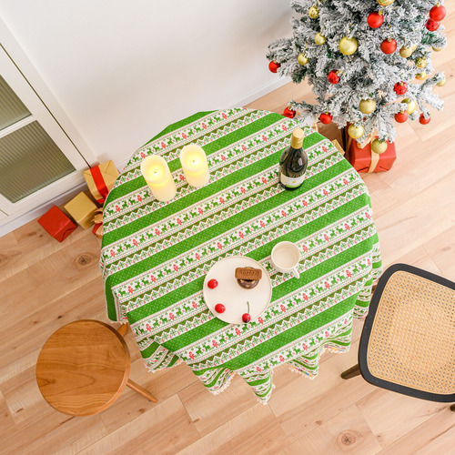 Padrão De Veado De Natal Nórdico, Linho, Algodão, Redondo