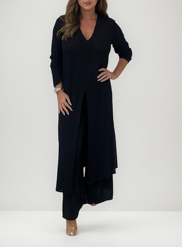Conjunto De Camisa Con Cuello En V Y Pantalón Para Mujer