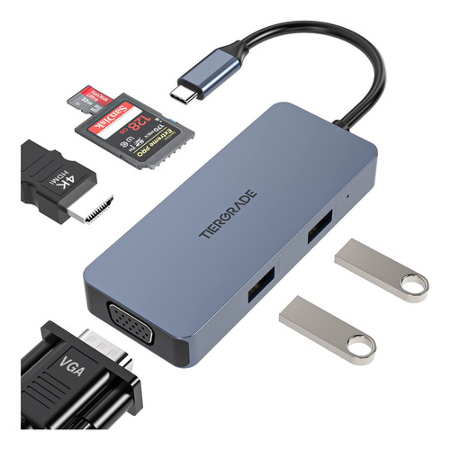 Tiergrade Hub Usb C, Adaptador Usb C A Hdmi 6 En 1 Con Hdmi