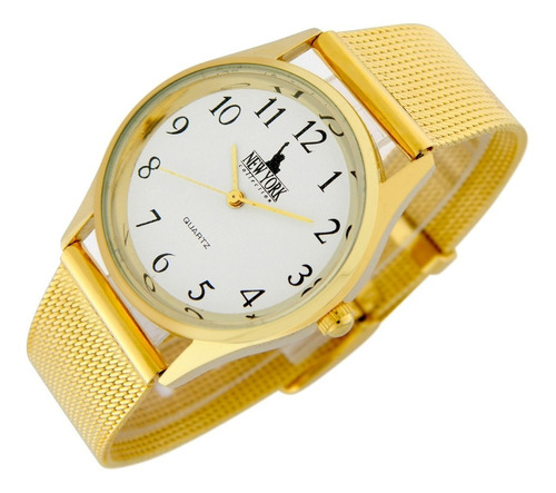 Reloj New York Mujer Ny033 Malla Acero Dorada Caja Dorada