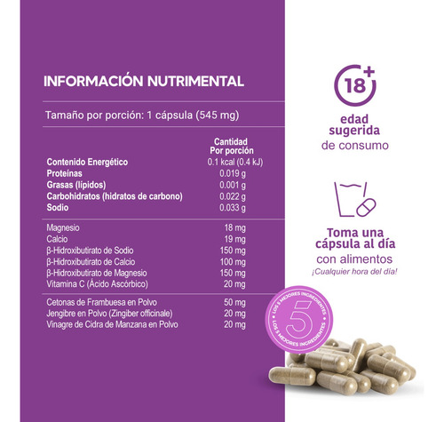 Imagen 3 de 7 de Lifeed Keto Bhb Cetonas Vitamina C Jengibre Vinagre Manzana
