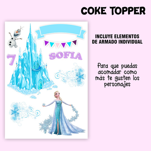 Cake Topper Kit Imprimible Adorno Torta Frozen M1