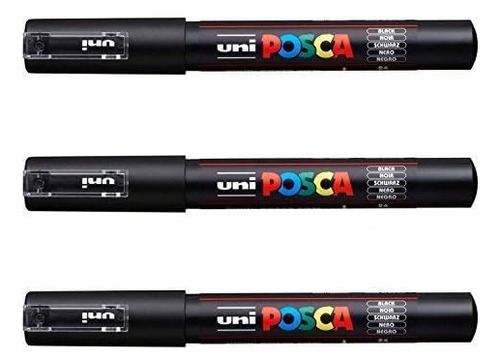 Uni-ball Posca Rotulador Pc-1m - Negro - Paquete 3 Plumas