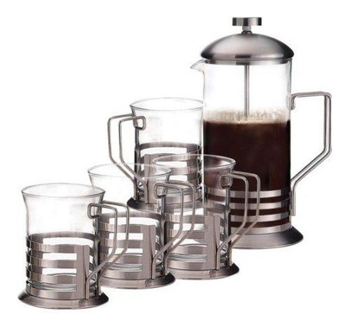 Pak 2 Set De Cafetera Prensa Francesa 600ml+4 Vasos 200ml 