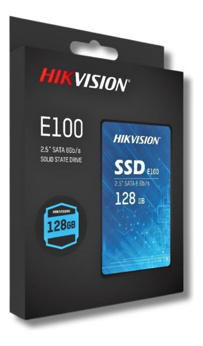 Ssd Hikvision E-100 128gb, Sata Iii, Leitura 560mb/s E Gravação 480mb/s, Hs-ssd-e100-128gb Cor Preto Com Azul