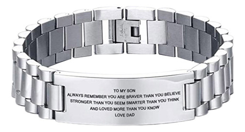 Brazalete De Acero Grabado Con Letra 4 # Para Hombre, Regalo