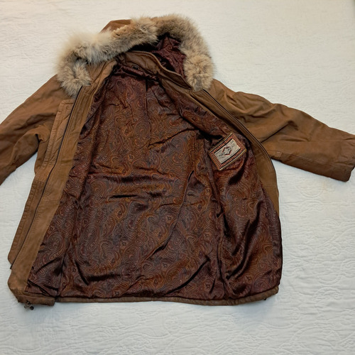 Campera Mujer Parka Gamuza De Cuero Capucha Paris/dakar T38 (Usado)