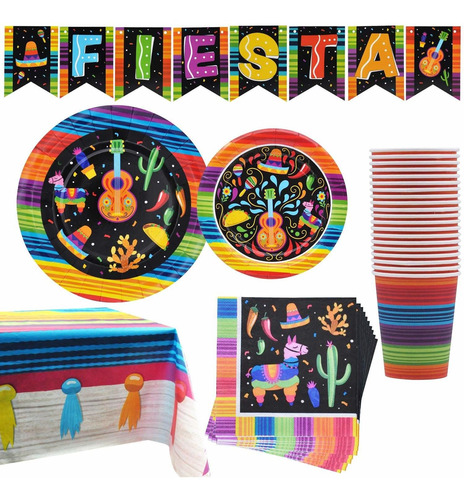 82 Pcs Mexican Themed Fiesta Party Supplies Set Including Pl