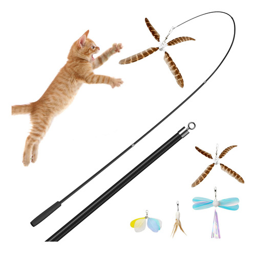 Juguete Para Gatos Uahpet Con Plumas Naturales Retráctiles P