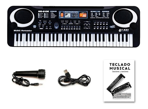 Imagen 1 de 10 de Organo Piano Teclado Musical Infantil Microfono Mq6106