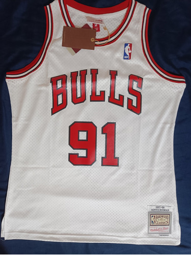 Jersey Dennis Rodman Bulls Blanco Termosellado #91
