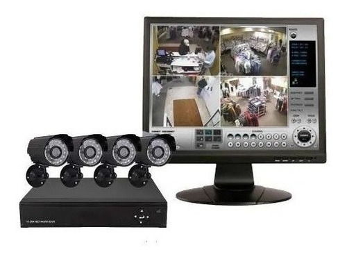 Imagen 1 de 2 de Kit Completo 4 Camaras Monitoreo Celular, Dvr, Bases, Cables