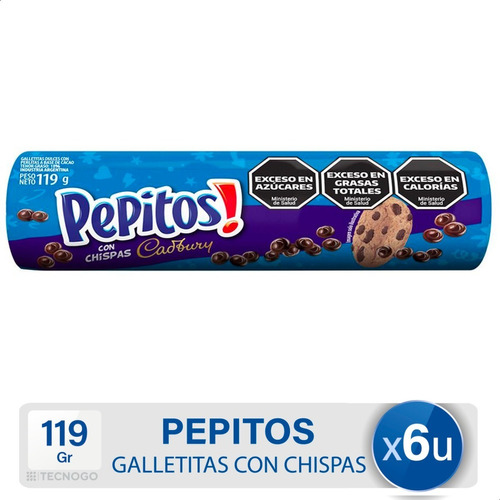 Galletitas Pepitos Original Chips Chocolate - Pack X6 Unid