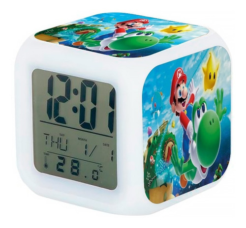 Reloj Despertador Mario Bros Con Luz Led 