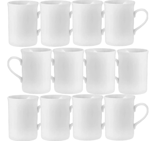 Jogo 12 Caneca Melamina Branca 300ml Conjunto Xicara Atacado