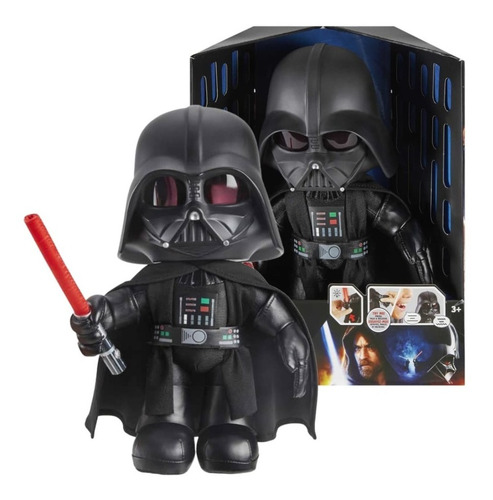 Boneco Pelúcia Darth Vader Voz E Luz 28 Cm Disney Star Wars 