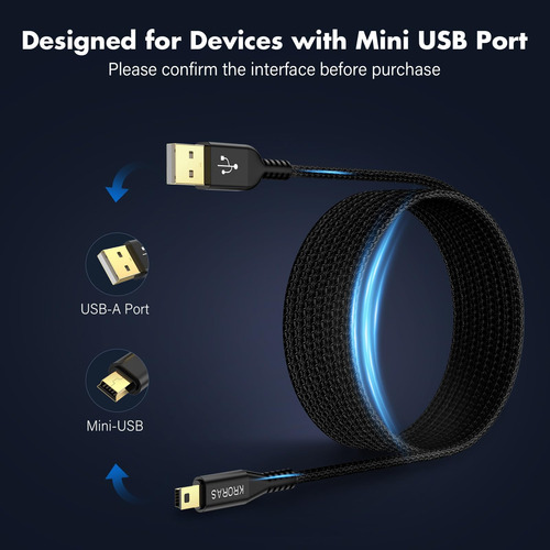 Cable Usb Kroras Mini Usb 2.0 Tipo A A Mini B De 10 Pies, Pa