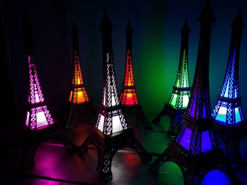 Pack 22 Torres Eiffel Metal 18 Cm Con Luz Led Color 