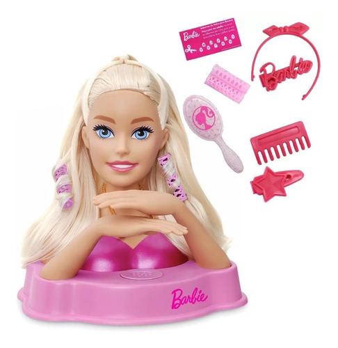 Boneca Barbie Styling Head Core Com 12 Frases E Acessórios