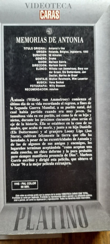Vhs Memorias De Antonia - Videoteca Caras N° 20 (Usado)