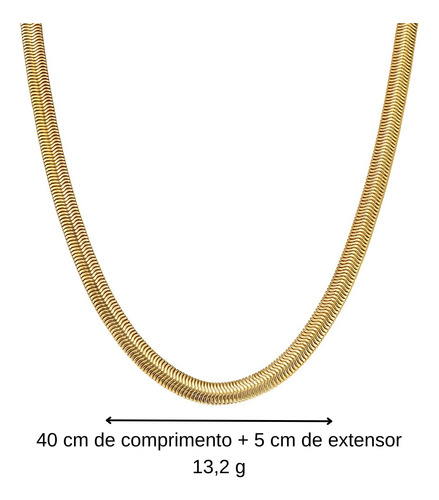 Colar Feminino Corrente Malha Clássica Ouro 18k Cor Dourado