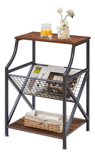 Vecelo 3-tier End/side/bedside Table Con Soporte De Revista 