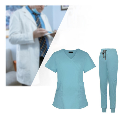 Mujeres Enfermera Uniforme De Enfermería Top Y Pantalones V