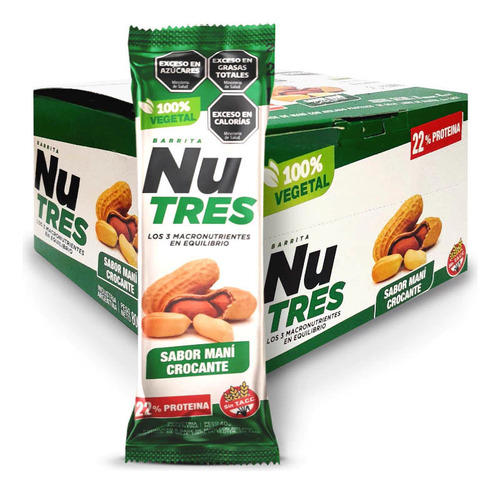 Barrita Nutres 22% Proteína Completa 100% Vegetal. Sin Tacc