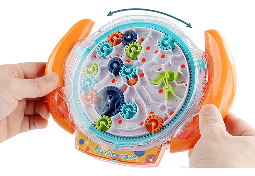 Laberinto 3d Engranajes Y Canicas Juego De Destreza Naranja